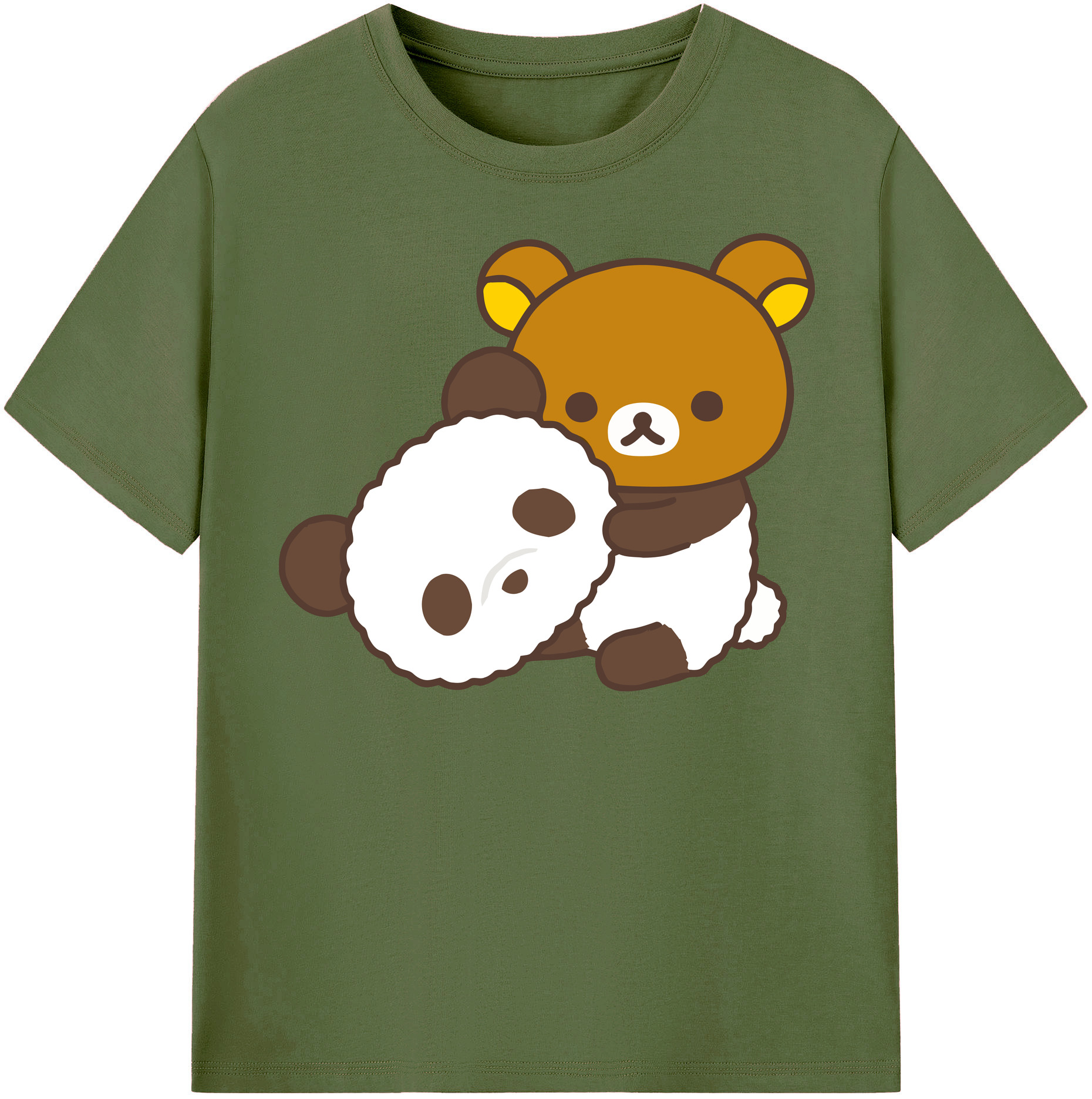 （画像用） リラックマ リラックマ キイロイトリ Rilakkuma Korilakkuma Kiiroitori 綿100％半袖Tシャツ（フロントプリント）
